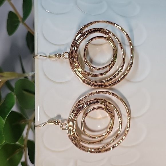 Hollow Ring Drop Hoop Earrings - Picture 1 of 8